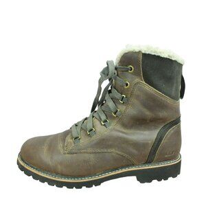 LL Bean Brown Leather Water Resistant Fleece Lined Cozy Boots Size  9.5 M